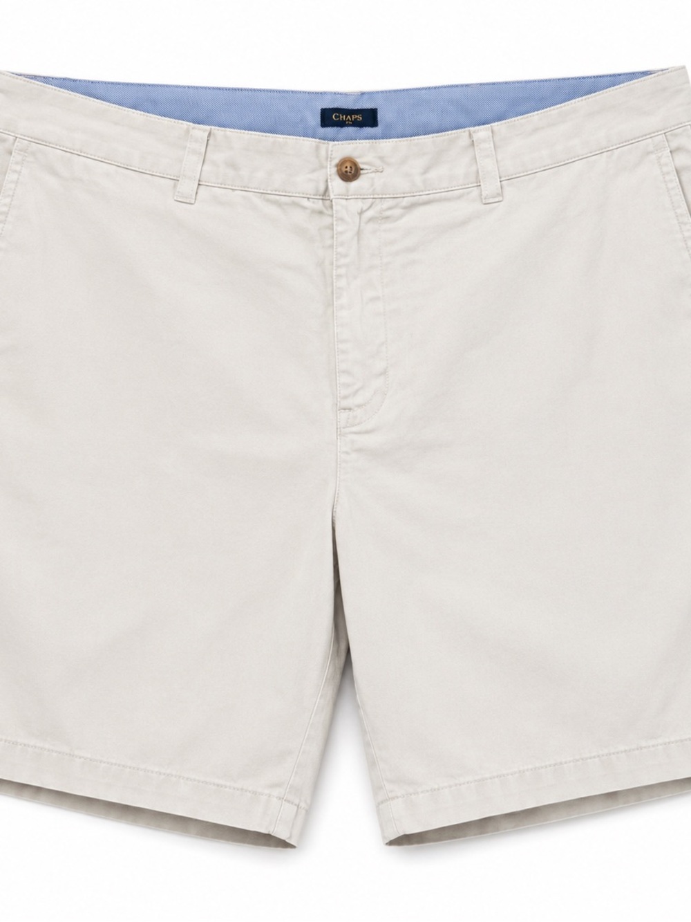 Chaps Men's Light Cream Flat-Front Chino Shorts
